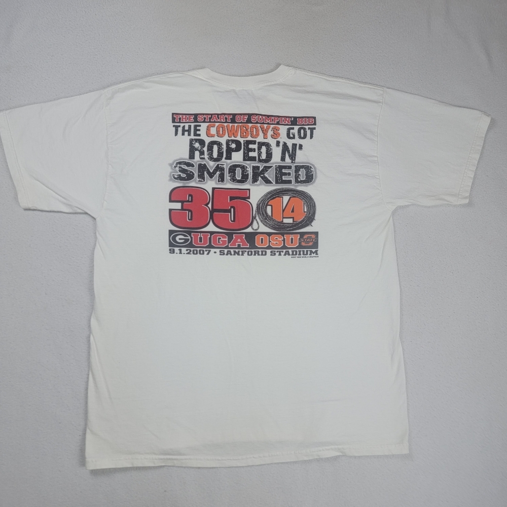 UGA Georgia Bulldogs Football T-Shirt Men's XL White Season Opener Y2K 2007